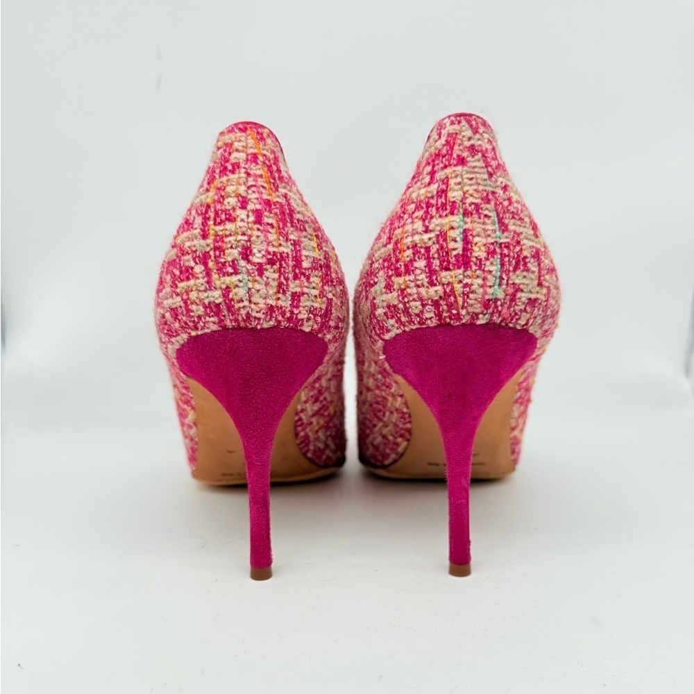 Manolo Blahnik Pink multicolor Tweed Suede Mary Jane Pumps Heels EU 40 - Picture 5 of 7